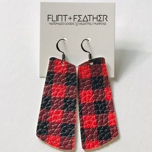 3pk of Red Buffalo Check Spar Earrings NWT